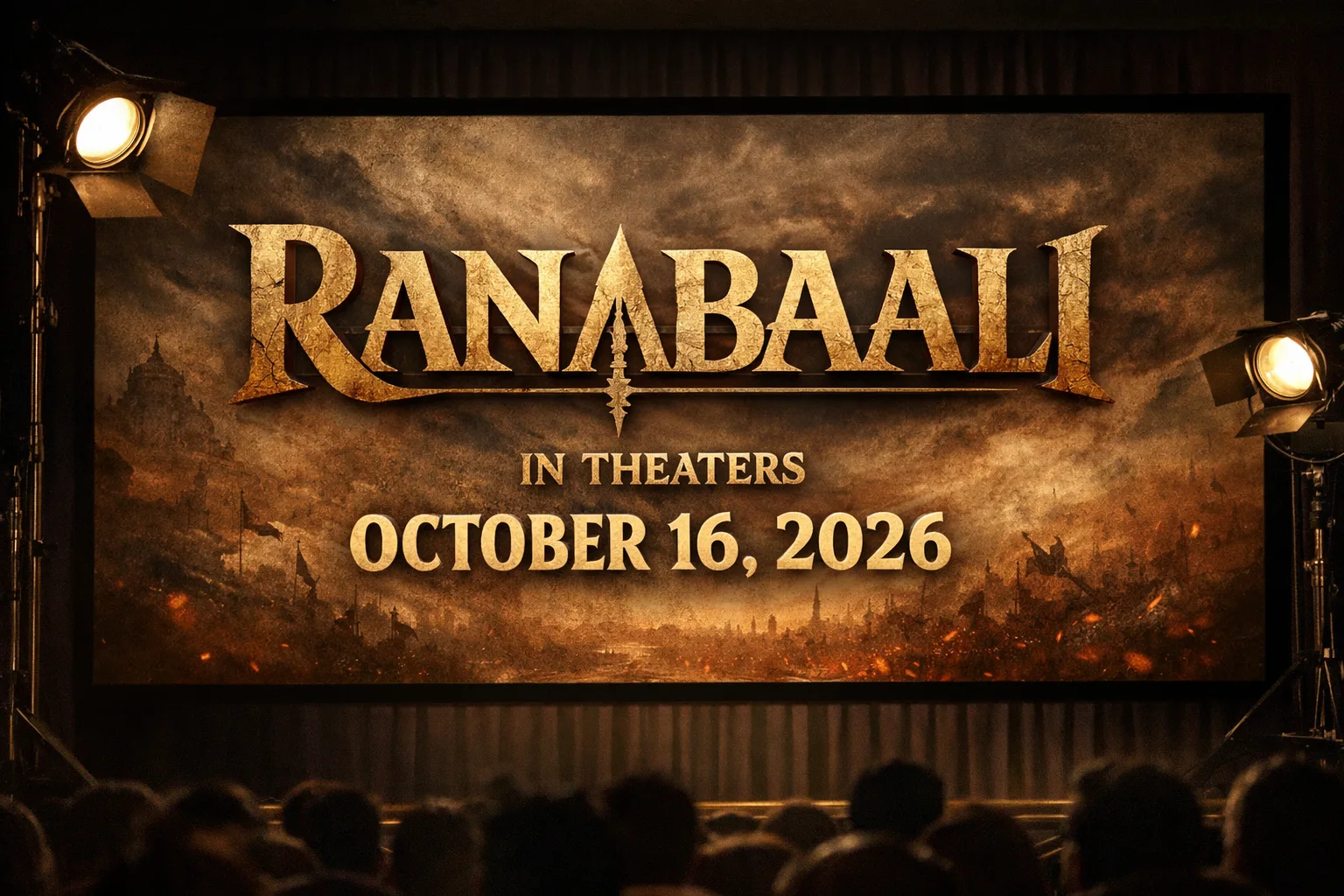 Promotional artwork for the film Ranabaali announcing a worldwide theatrical release on October 16, 2026.