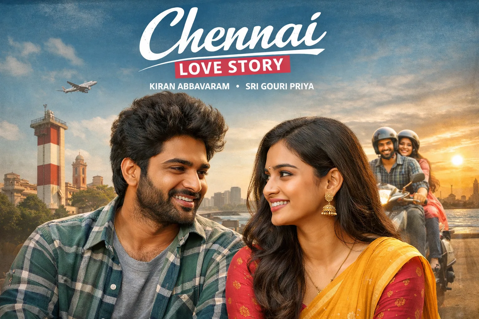 Promotional artwork for the film Chennai Love Story featuring its title and cinema-themed imagery.